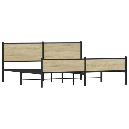 Metal Bed Frame without Mattress Sonoma Oak 193x203 cm