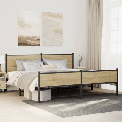 Metal Bed Frame without Mattress Sonoma Oak 193x203 cm
