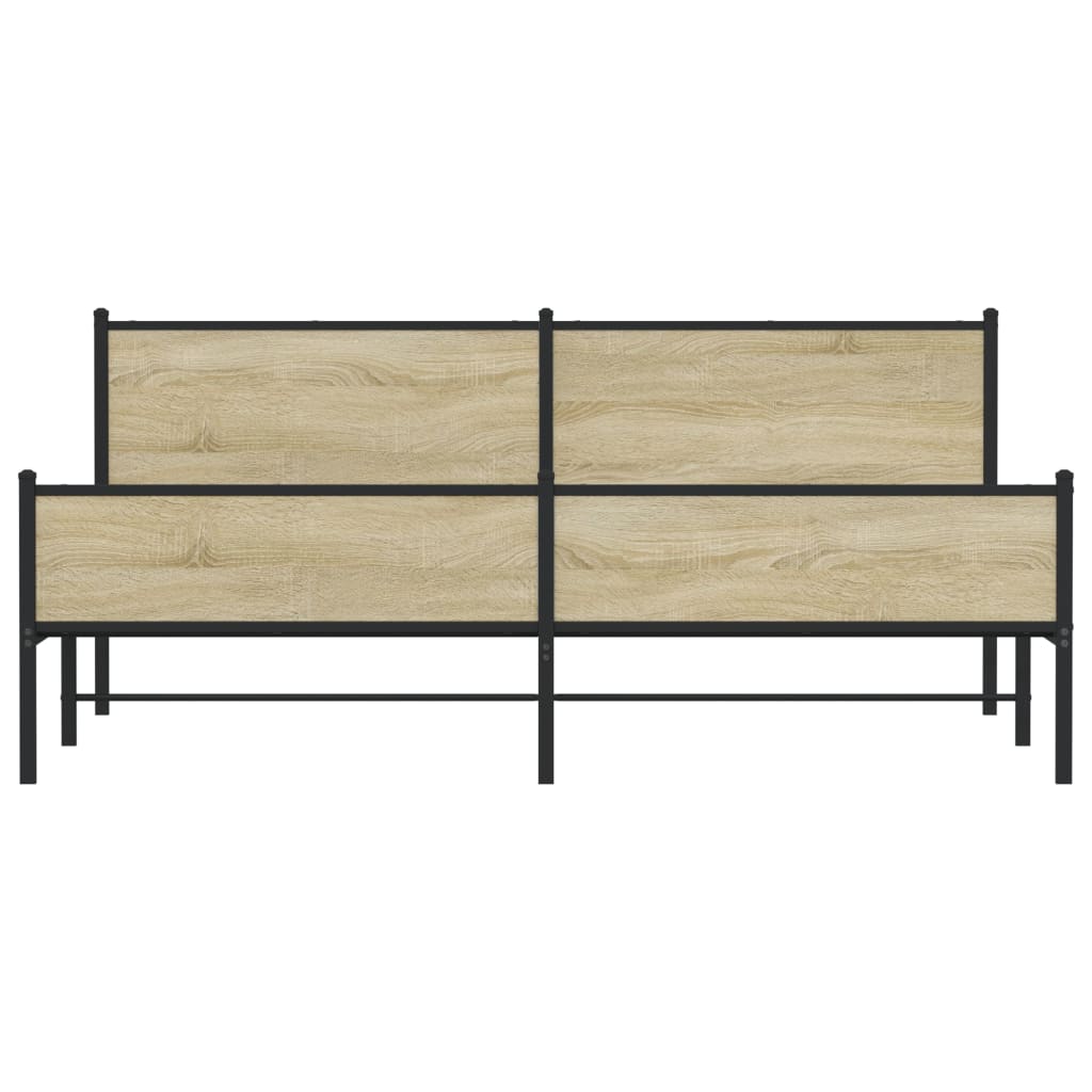 Metal Bed Frame without Mattress Sonoma Oak 193x203 cm