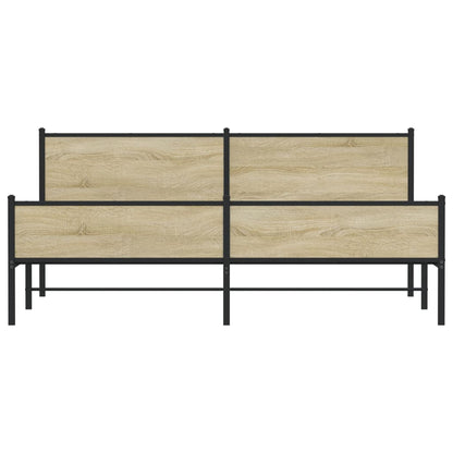 Metal Bed Frame without Mattress Sonoma Oak 193x203 cm