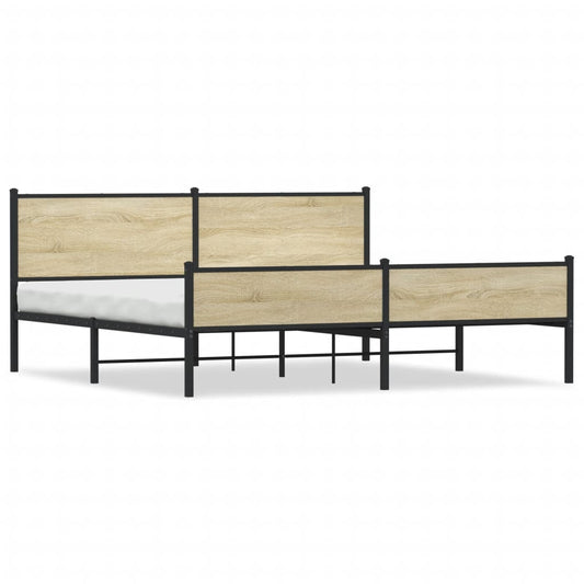 Metal Bed Frame without Mattress Sonoma Oak 193x203 cm