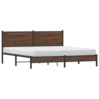 Metal Bed Frame without Mattress Brown Oak 183x213 cm