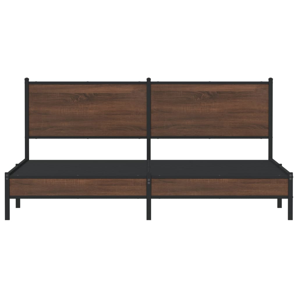 Metal Bed Frame without Mattress Brown Oak 183x213 cm