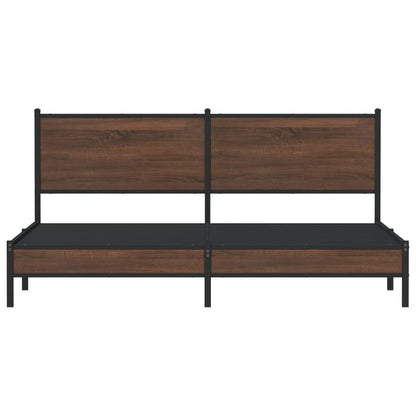 Metal Bed Frame without Mattress Brown Oak 183x213 cm