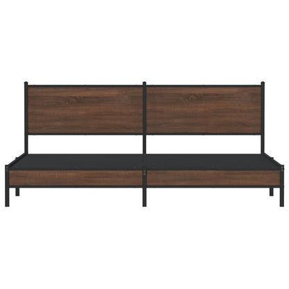 Metal Bed Frame without Mattress Brown Oak 200x200 cm