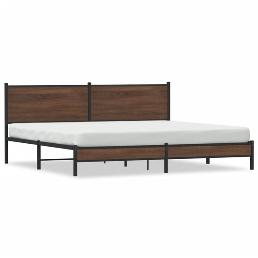 Metal Bed Frame without Mattress Brown Oak 200x200 cm