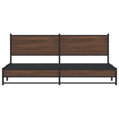 Metal Bed Frame without Mattress Brown Oak 200x200 cm