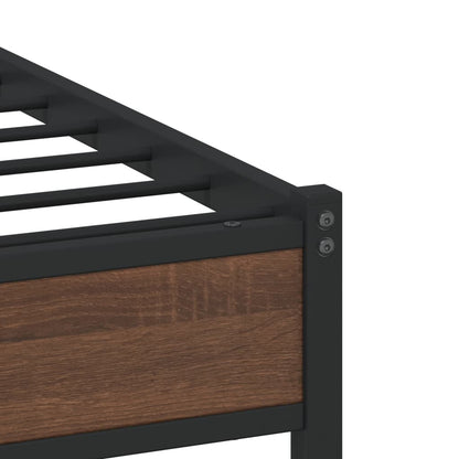 Metal Bed Frame without Mattress Brown Oak 200x200 cm