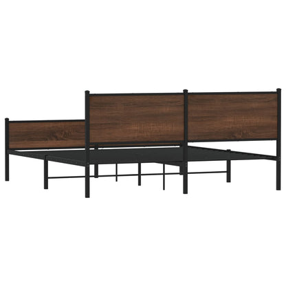 Metal Bed Frame without Mattress Brown Oak 180x200 cm Super King
