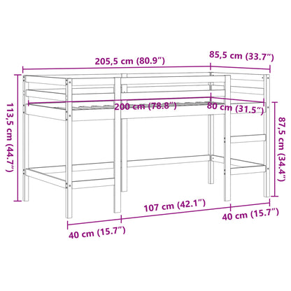 Kids' Loft Bed without Mattress with Ladder Wax Brown 80x200 cm
