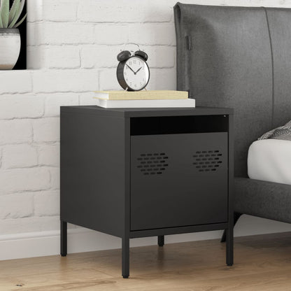 Bedside Cabinet Black 35x39x43.5 cm Steel