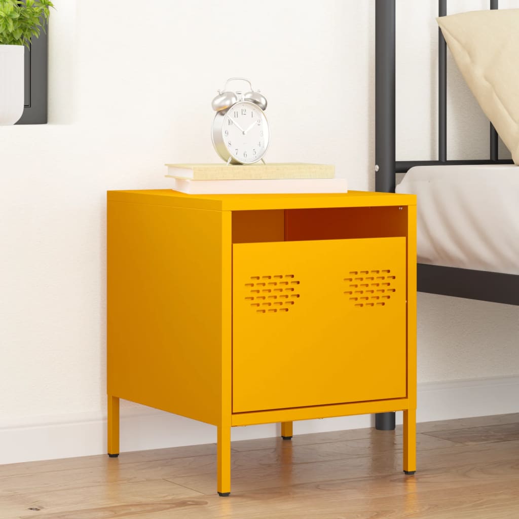 Bedside Cabinet Mustard Yellow 35x39x43.5 cm Steel