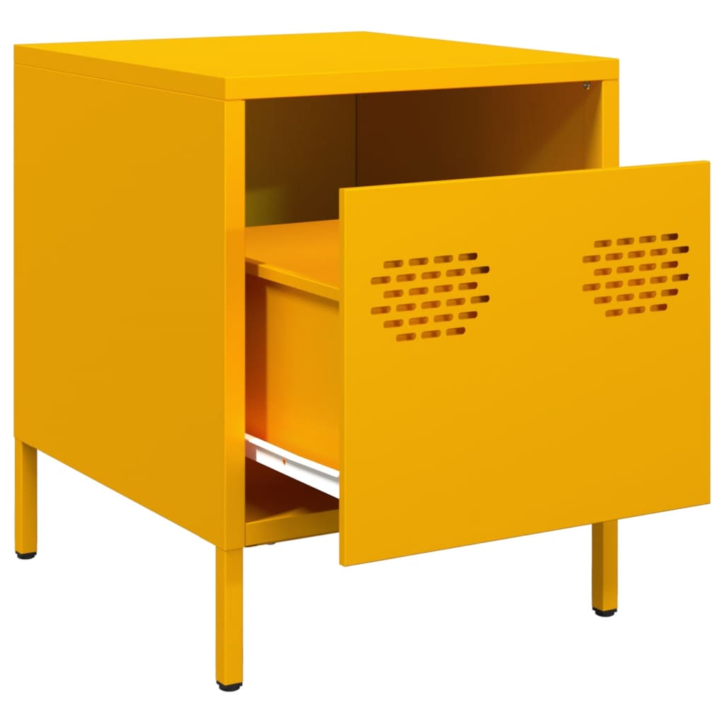 Bedside Cabinet Mustard Yellow 35x39x43.5 cm Steel