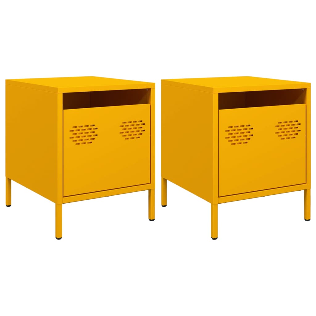 Bedside Cabinets 2 pcs Mustard Yellow 35x39x43.5 cm Steel