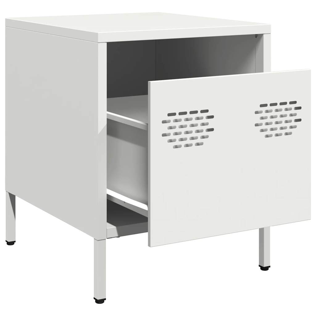 Bedside Cabinet White 35x39x43.5 cm Steel