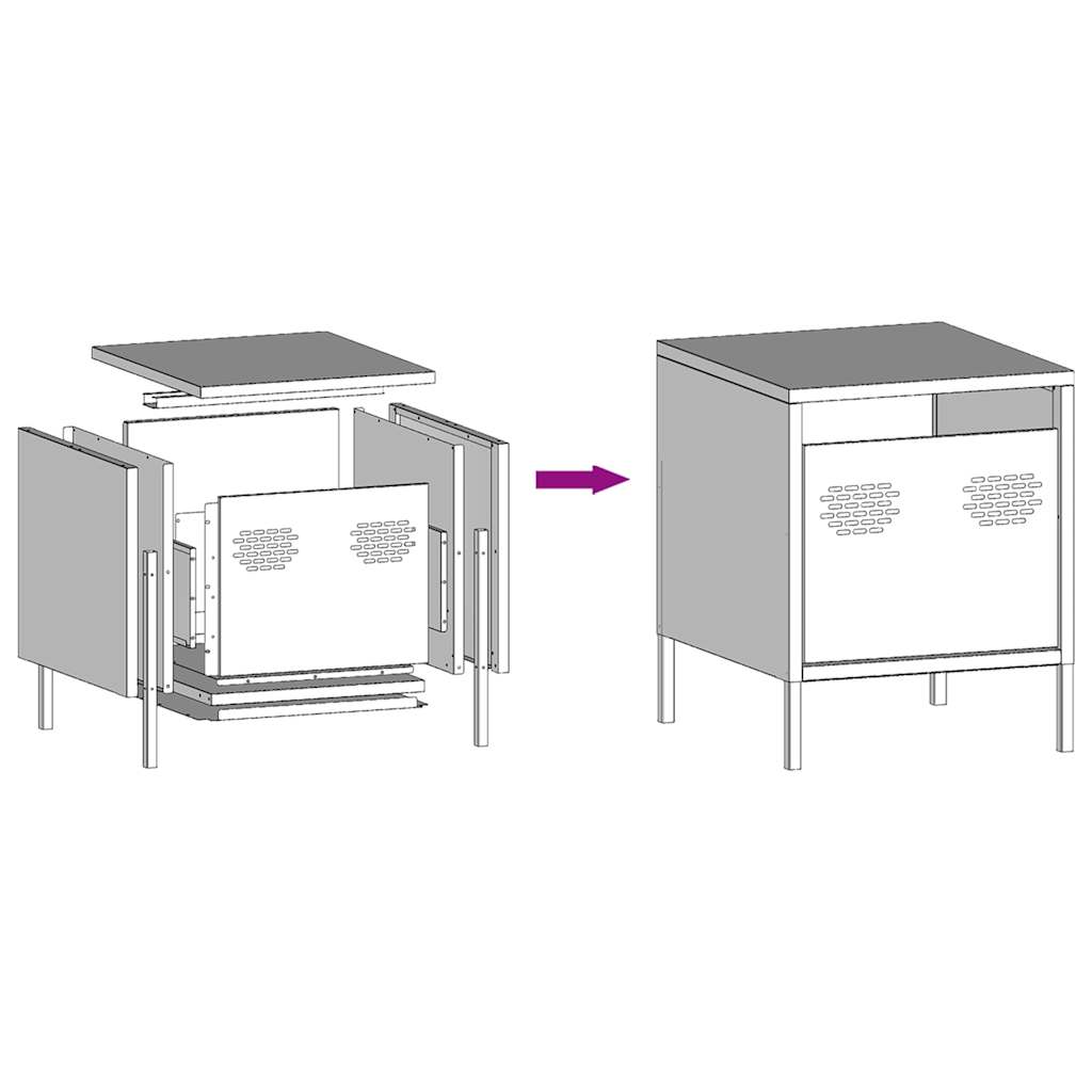 Bedside Cabinet White 35x39x43.5 cm Steel