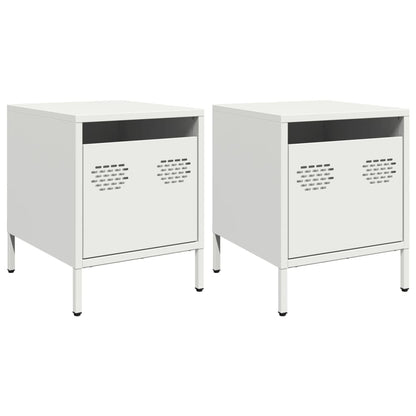 Bedside Cabinets 2 pcs White 35x39x43.5 cm Steel