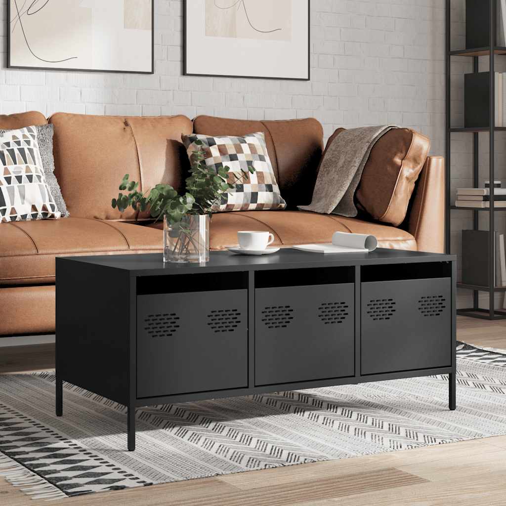 Coffee Table Black 101.5x50x43.5 cm Cold-rolled Steel