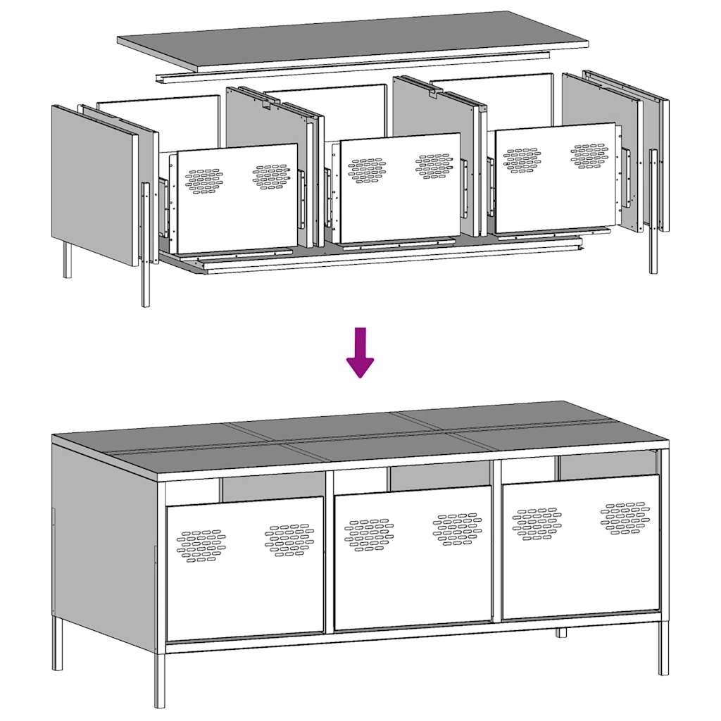 Coffee Table Pink 101.5x50x43.5 cm Cold-rolled Steel