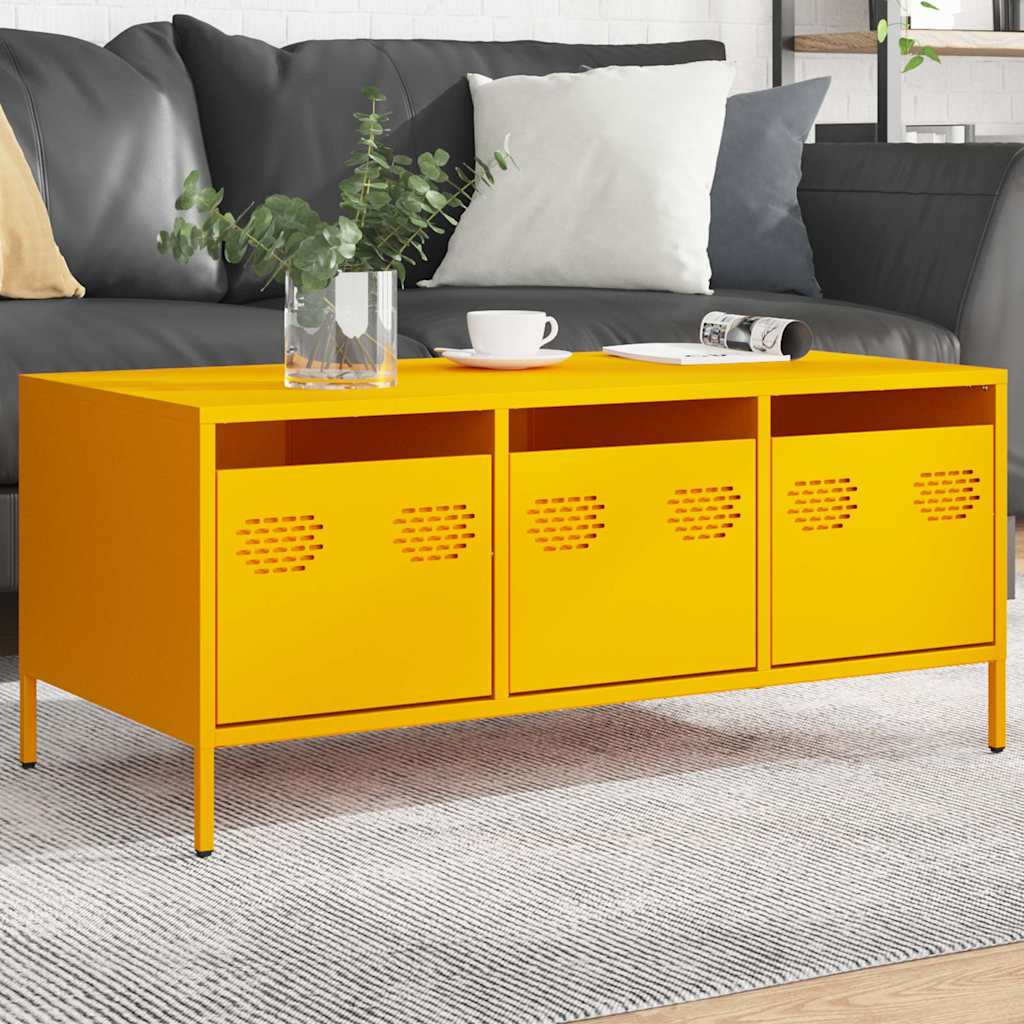 Coffee Table Mustard Yellow 101.5x50x43.5 cm Cold-rolled Steel