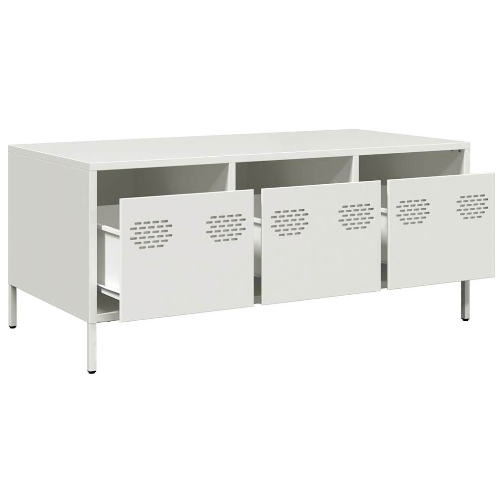 Coffee Table White 101.5x50x43.5 cm Cold-rolled Steel