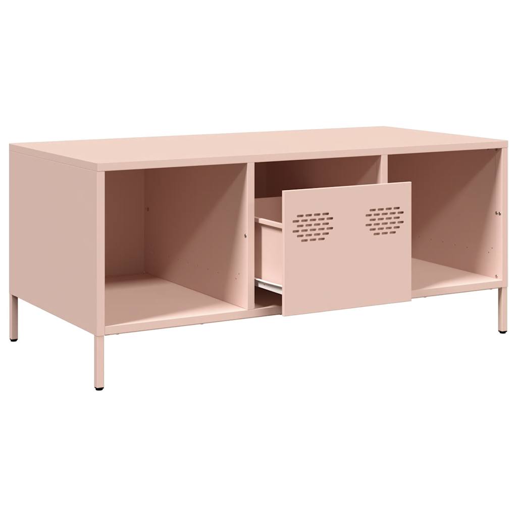 Coffee Table Pink 101.5x50x43.5 cm Cold-rolled Steel