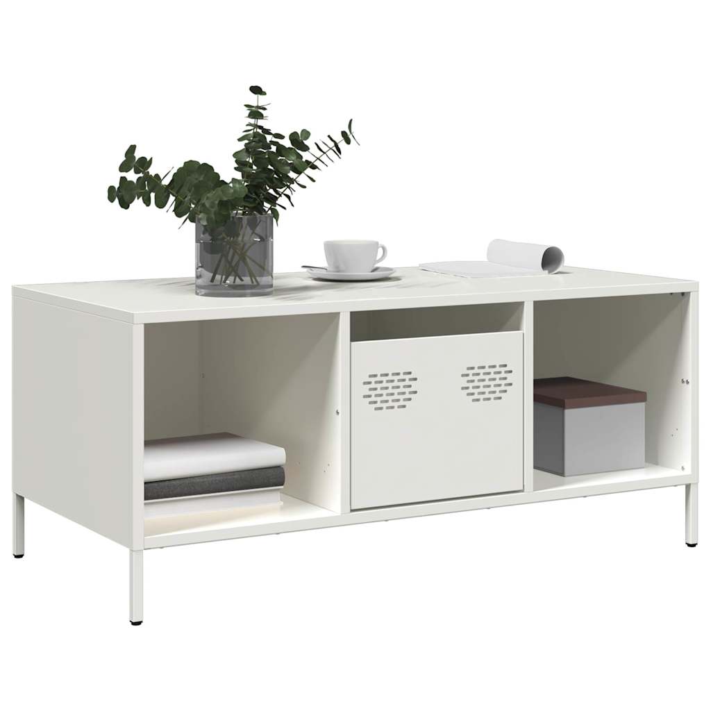 Coffee Table White 101.5x50x43.5 cm Cold-rolled Steel