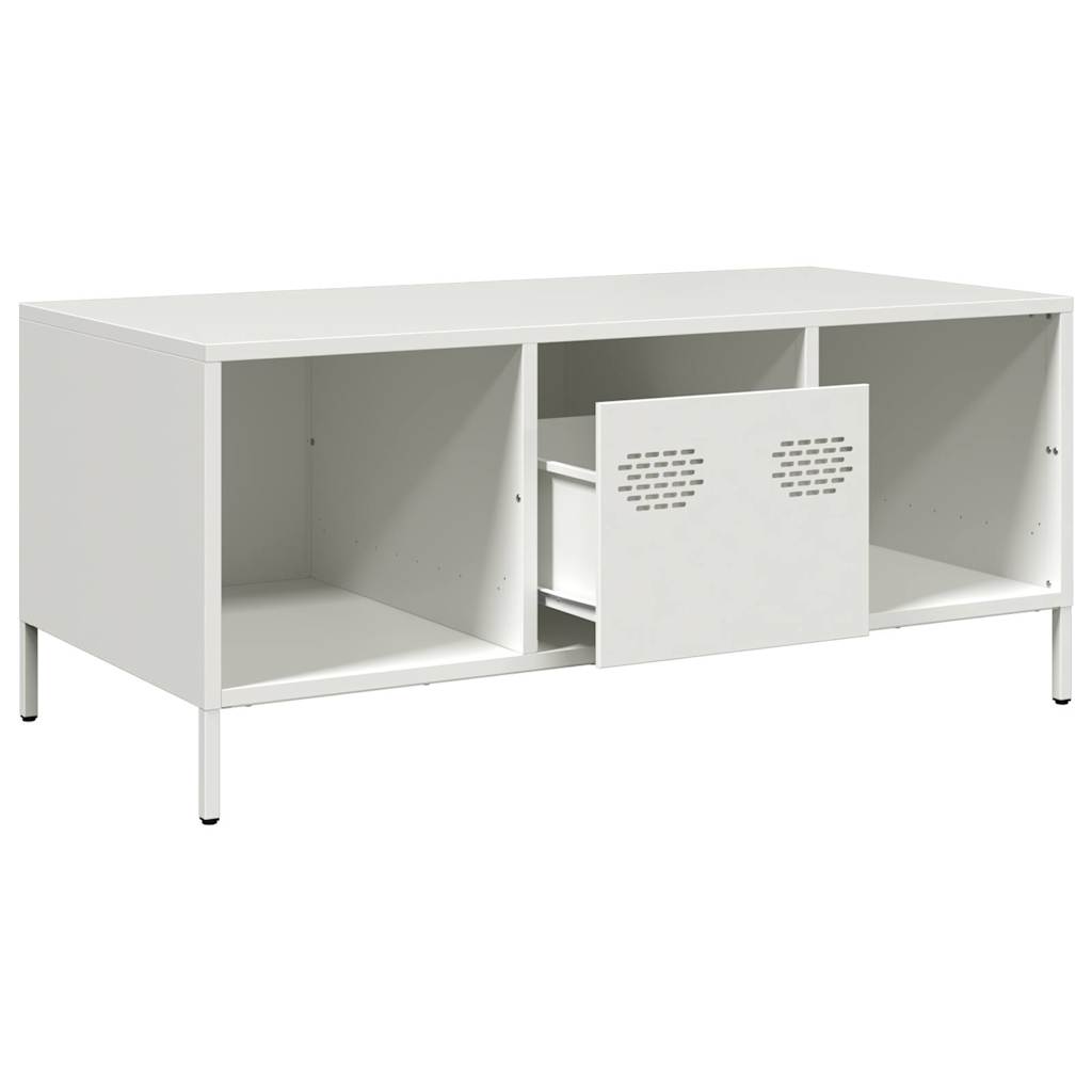 Coffee Table White 101.5x50x43.5 cm Cold-rolled Steel