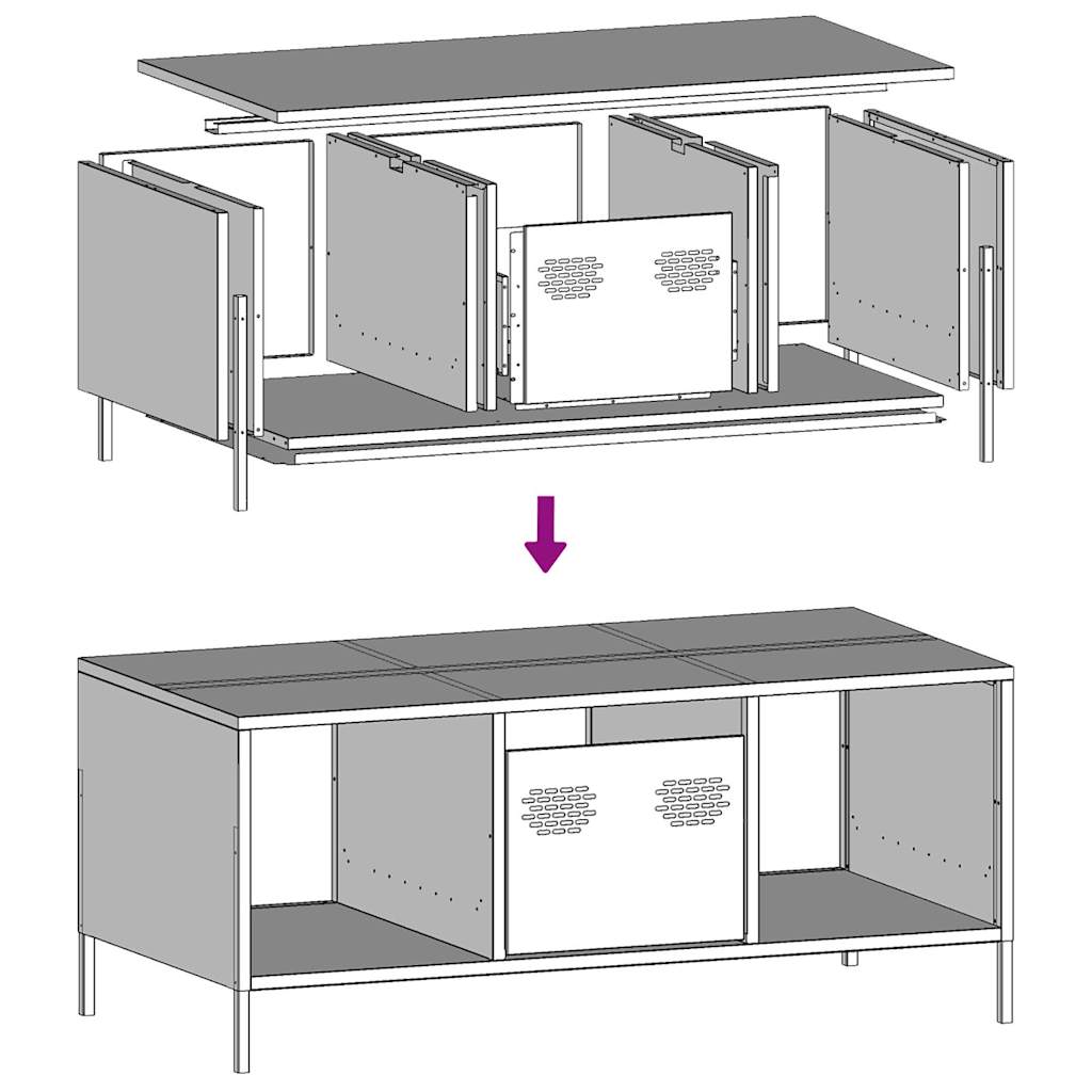 Coffee Table White 101.5x50x43.5 cm Cold-rolled Steel