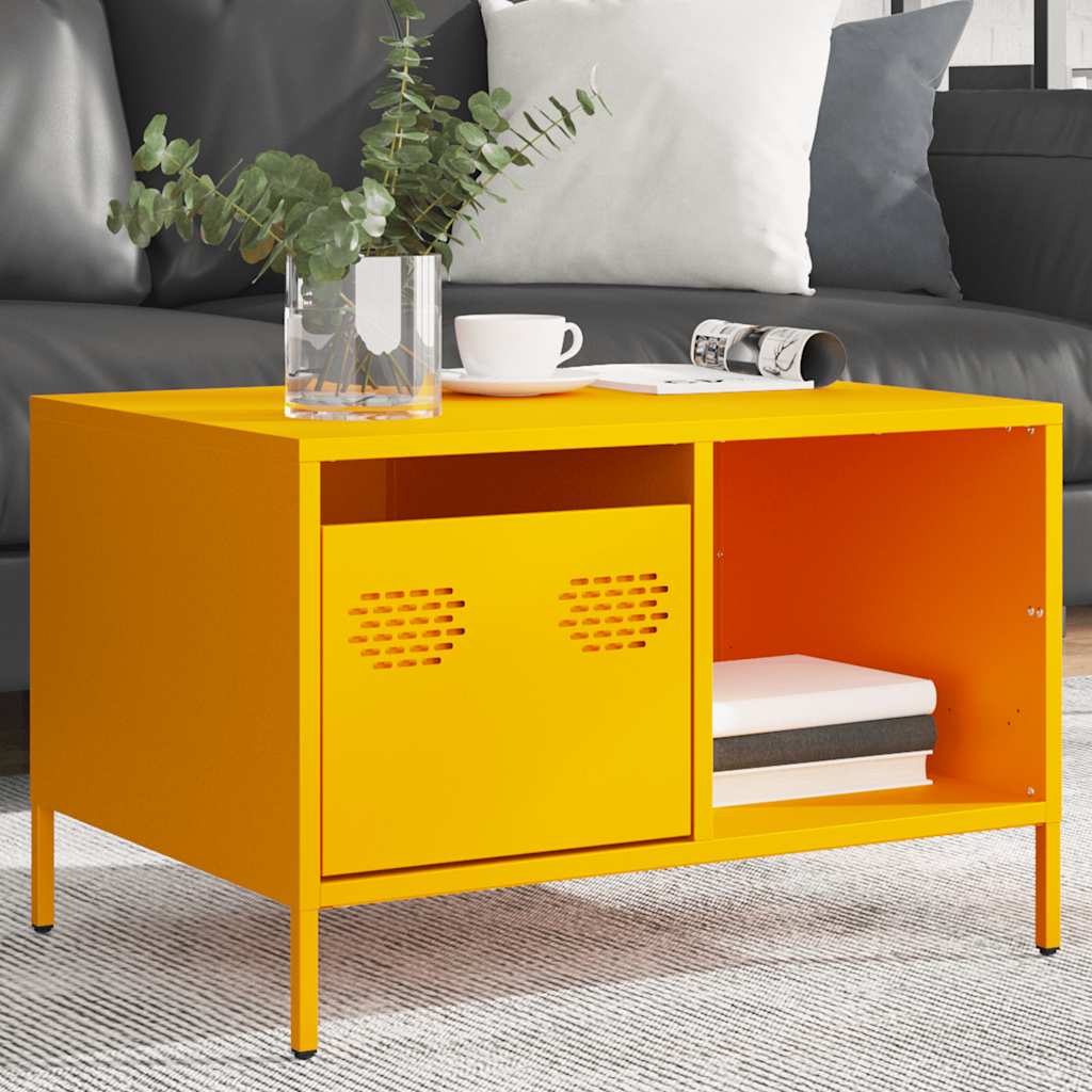 Coffee Table Mustard Yellow 68.5x50x43.5 cm Cold-rolled Steel