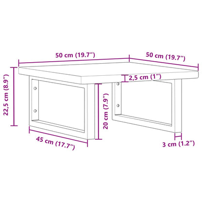 Basin Shelf Wall Mounted Steel and Solid Wood Oak