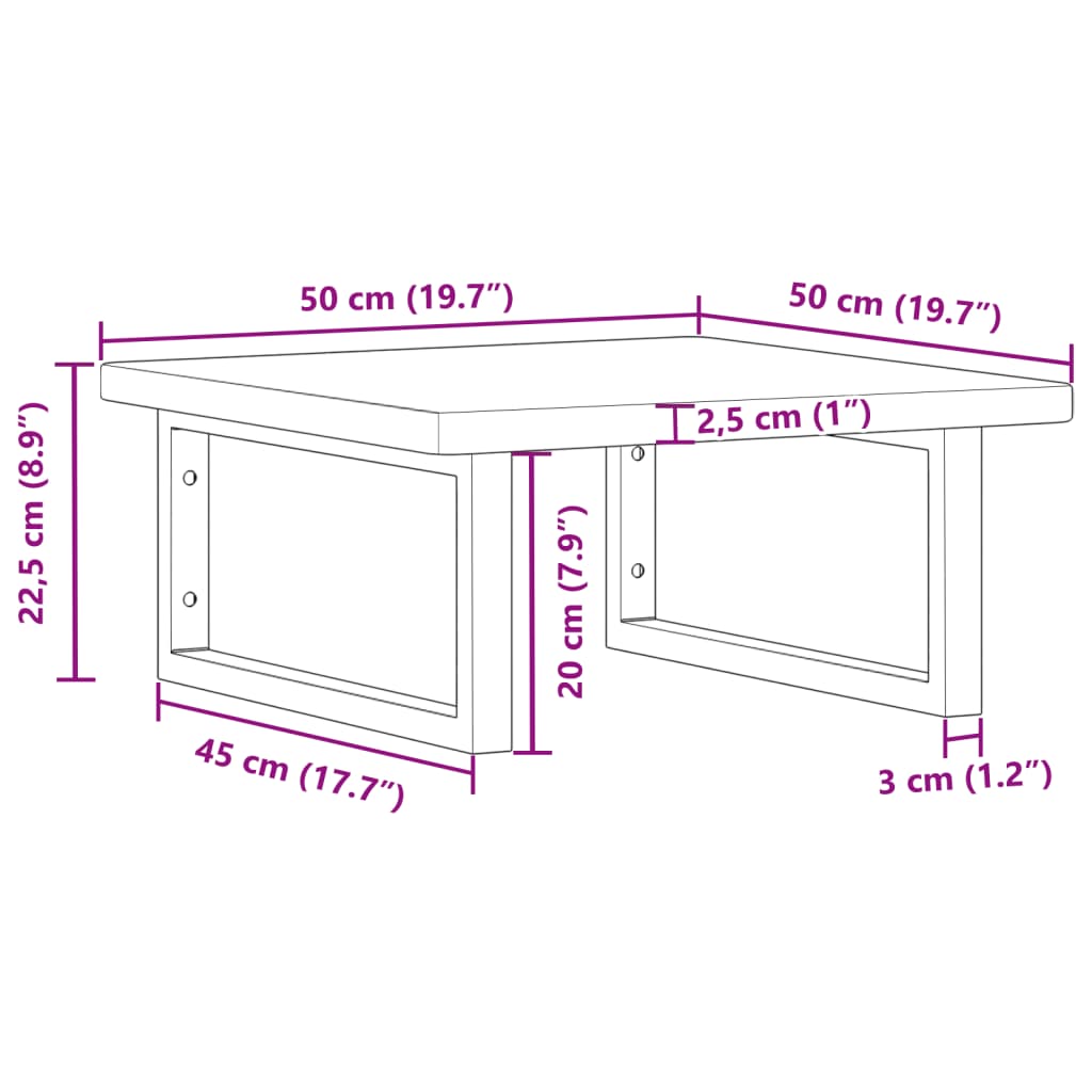 Basin Shelf Wall Mounted Steel and Solid Wood Oak