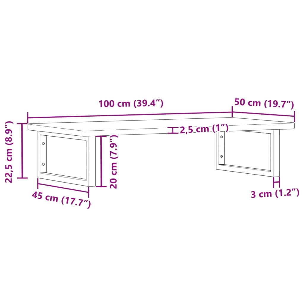 Basin Shelf Wall Mounted Steel and Solid Wood Oak