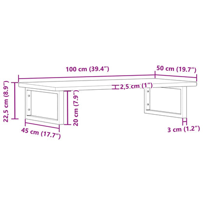 Basin Shelf Wall Mounted Steel and Solid Wood Oak