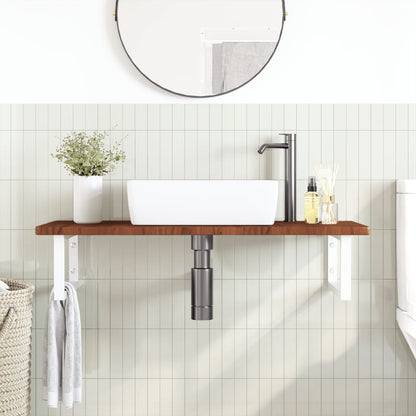 Basin Shelf Wall Mounted Steel and Solid Wood Oak