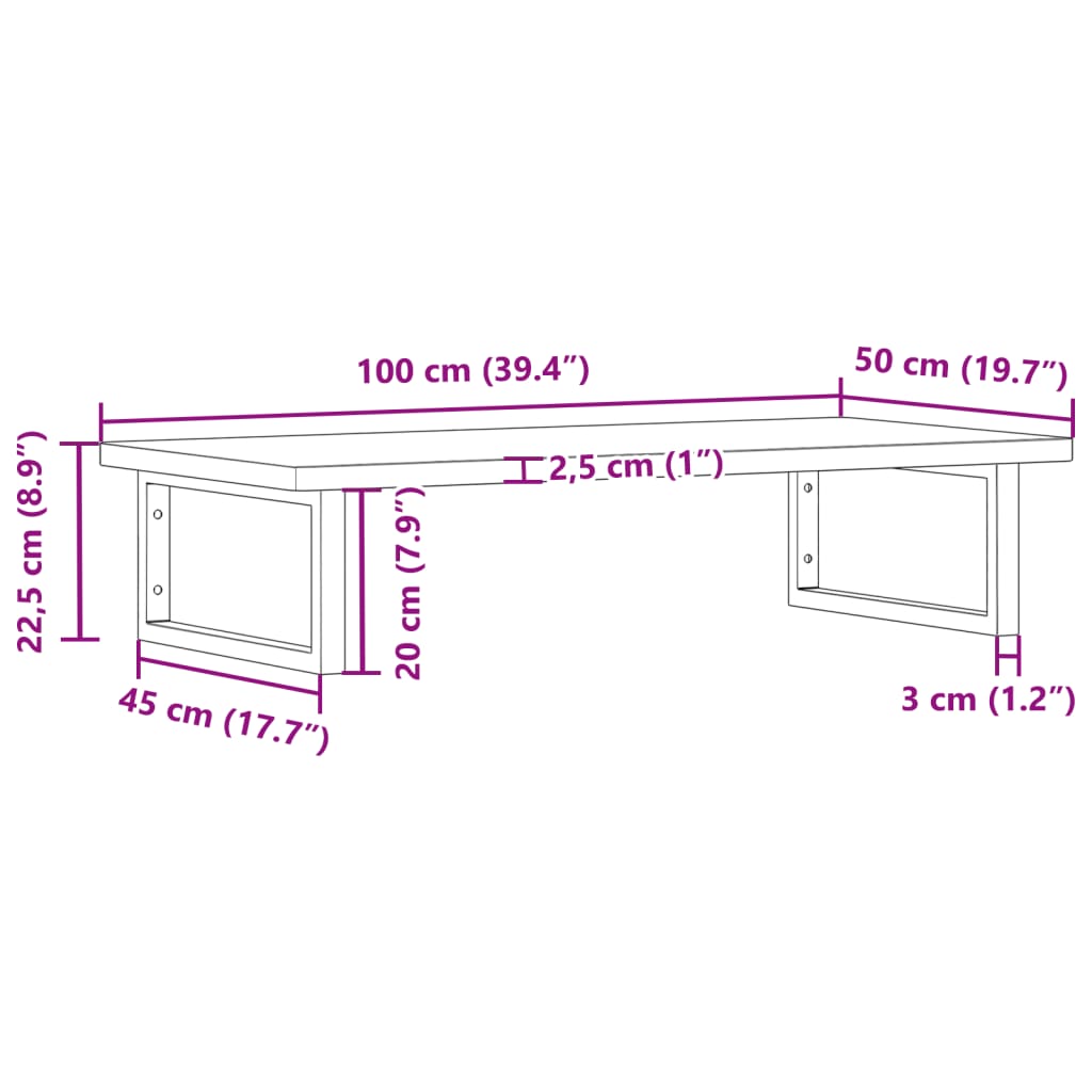 Basin Shelf Wall Mounted Steel and Solid Wood Beech