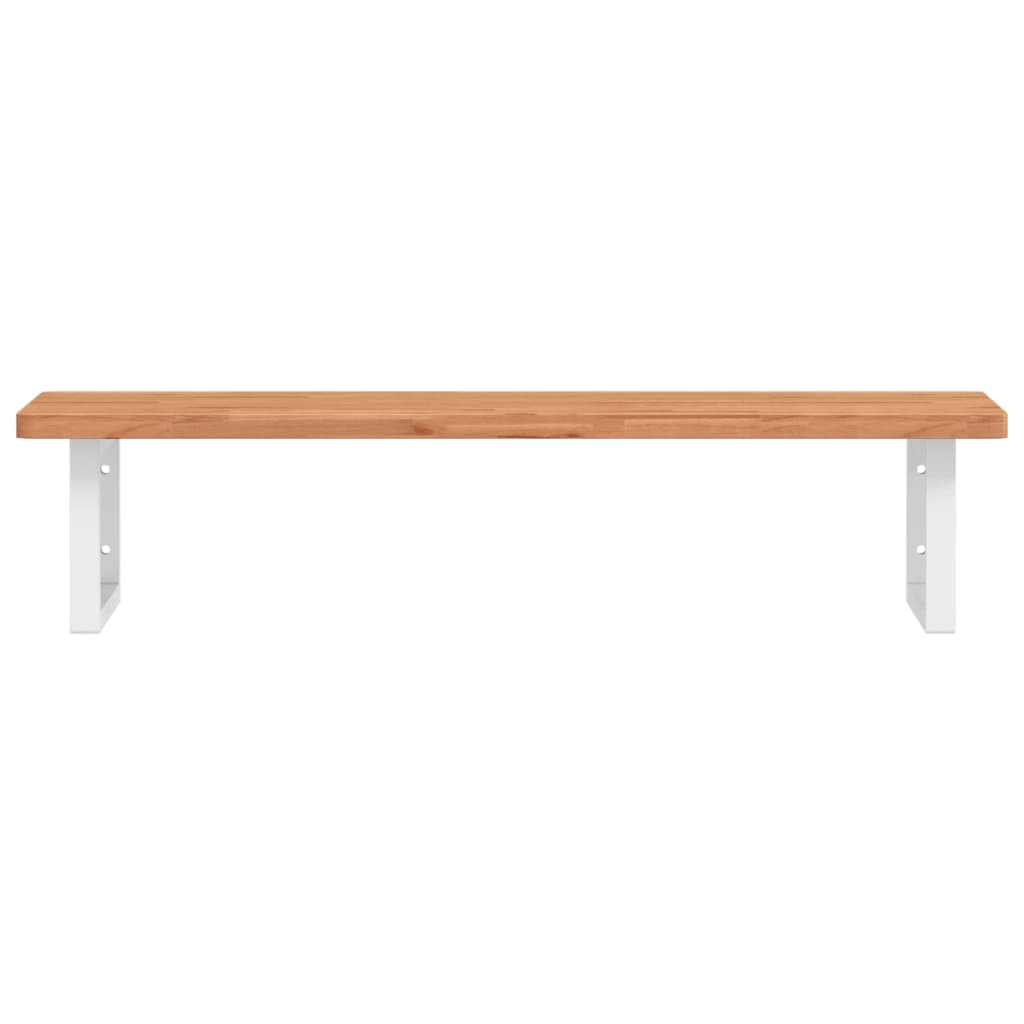 Basin Shelf Wall Mounted Steel and Solid Wood Beech