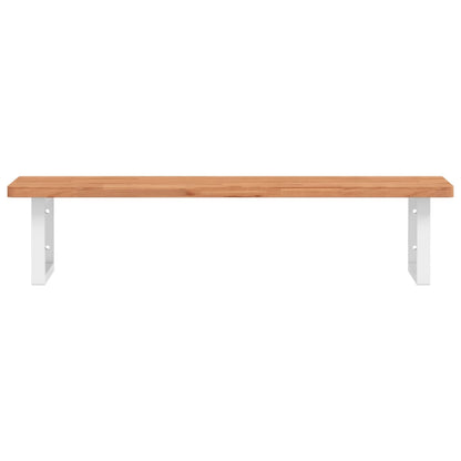 Basin Shelf Wall Mounted Steel and Solid Wood Beech