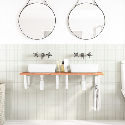 Basin Shelf Wall Mounted Steel and Solid Wood Beech