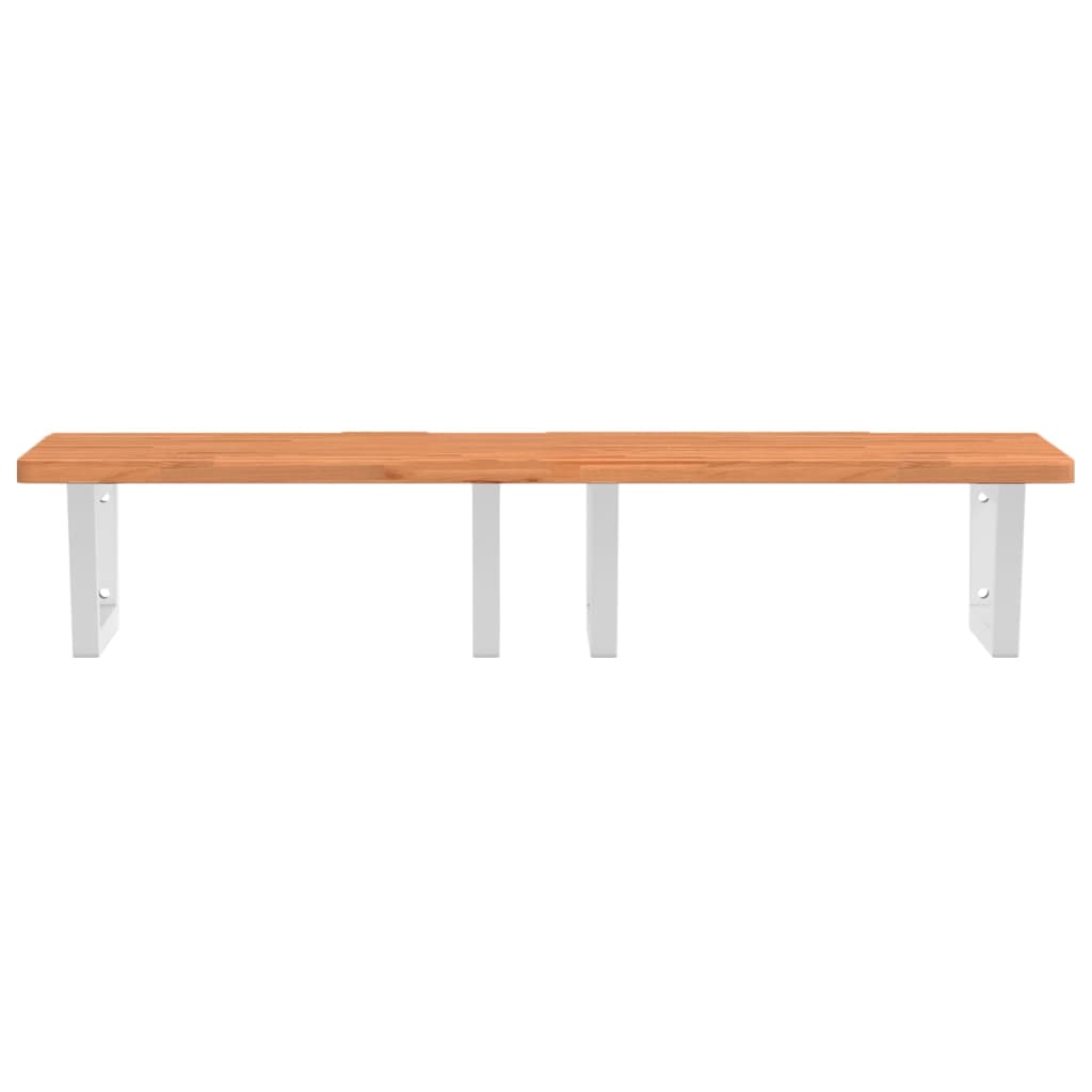 Basin Shelf Wall Mounted Steel and Solid Wood Beech