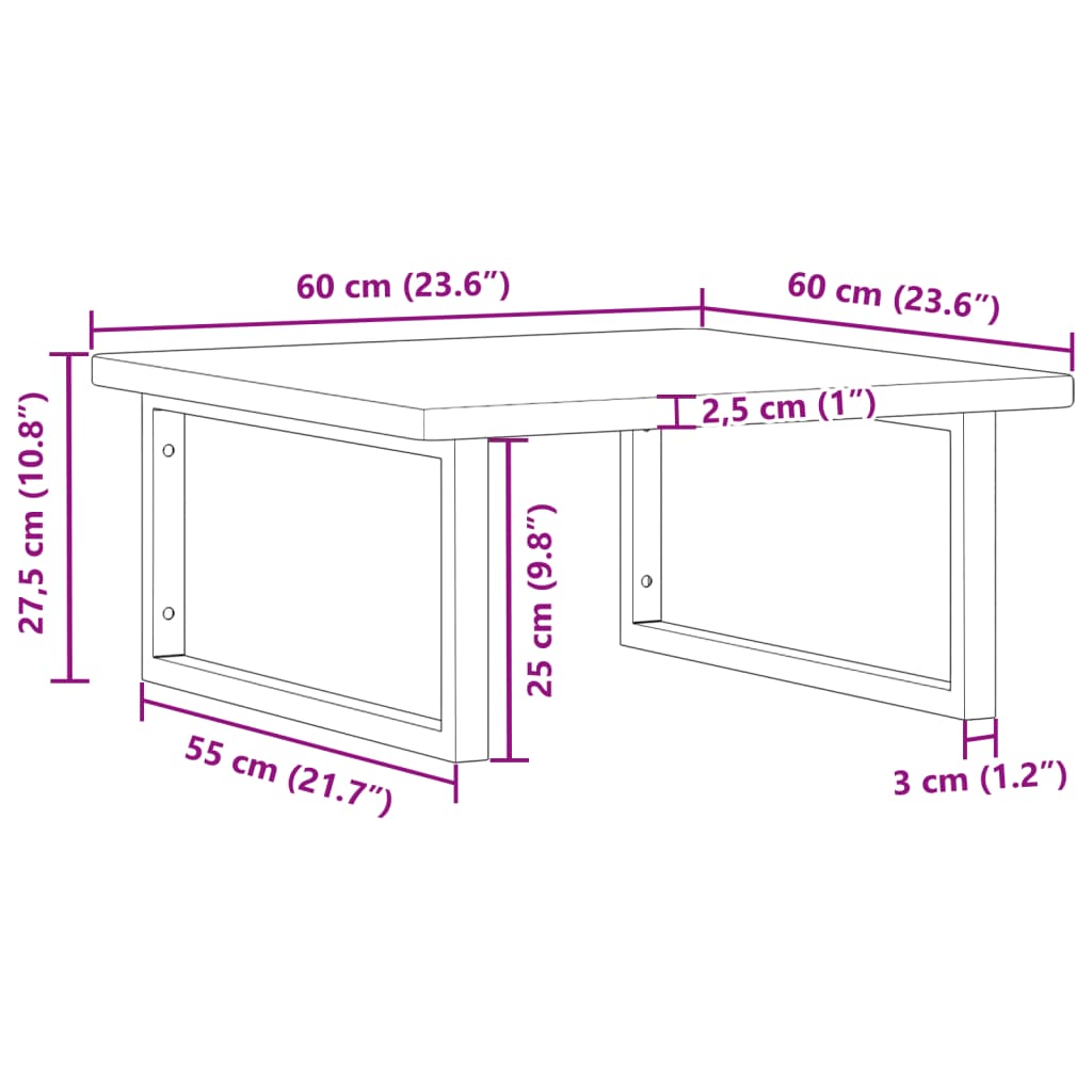 Basin Shelf Wall Mounted Steel and Solid Wood Oak