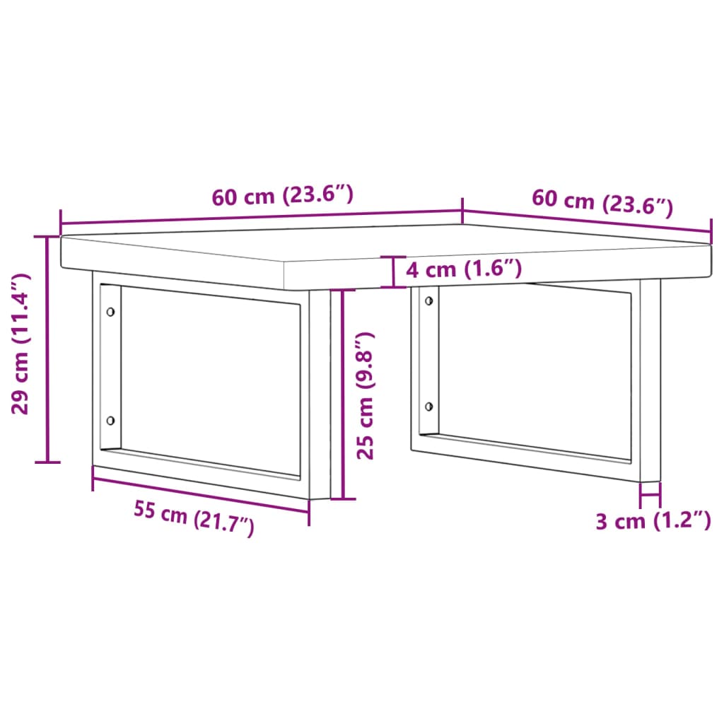 Basin Shelf Wall Mounted Steel and Solid Wood Oak