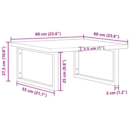 Basin Shelf Wall Mounted Steel and Solid Wood Oak