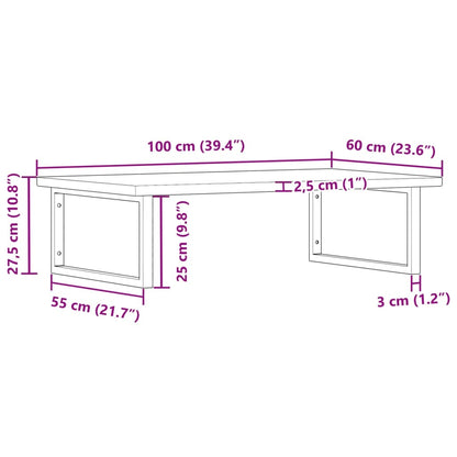 Basin Shelf Wall Mounted Steel and Solid Wood Oak