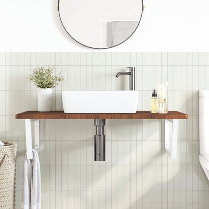 Basin Shelf Wall Mounted Steel and Solid Wood Oak