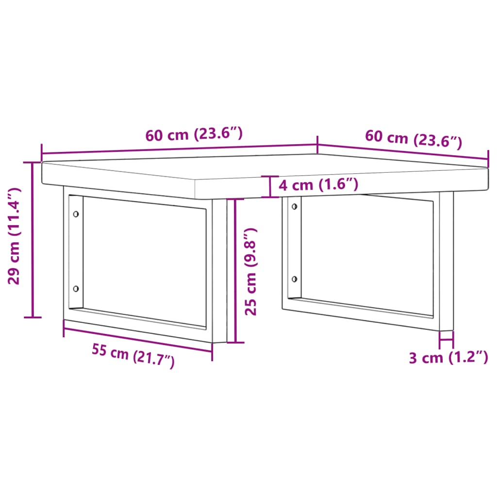 Basin Shelf Wall Mounted Steel and Solid Wood Oak