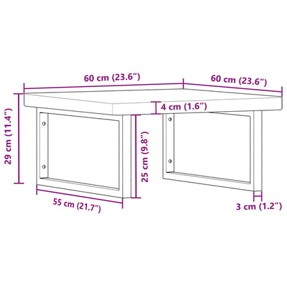 Basin Shelf Wall Mounted Steel and Solid Wood Oak