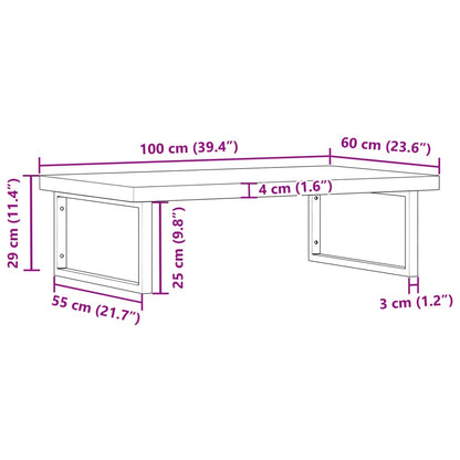 Basin Shelf Wall Mounted Steel and Solid Wood Beech