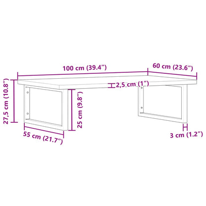 Basin Shelf Wall Mounted Steel and Solid Wood Beech