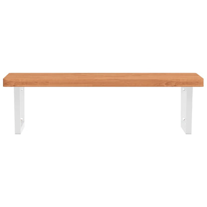 Basin Shelf Wall Mounted Steel and Solid Wood Beech